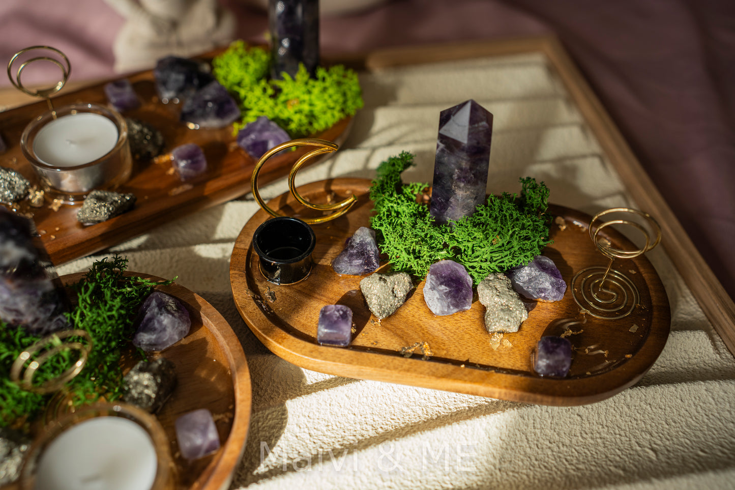 Vision-Plate "Inspiration" mit Amethyst und Pyrit