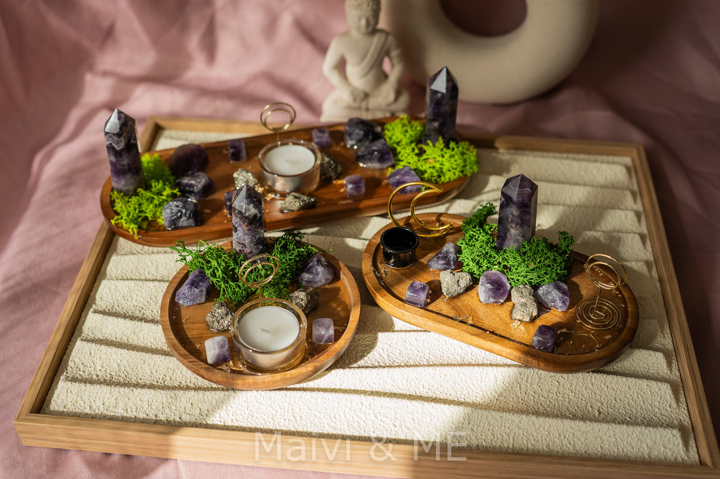 Vision-Plate "Inspiration" mit Amethyst und Pyrit