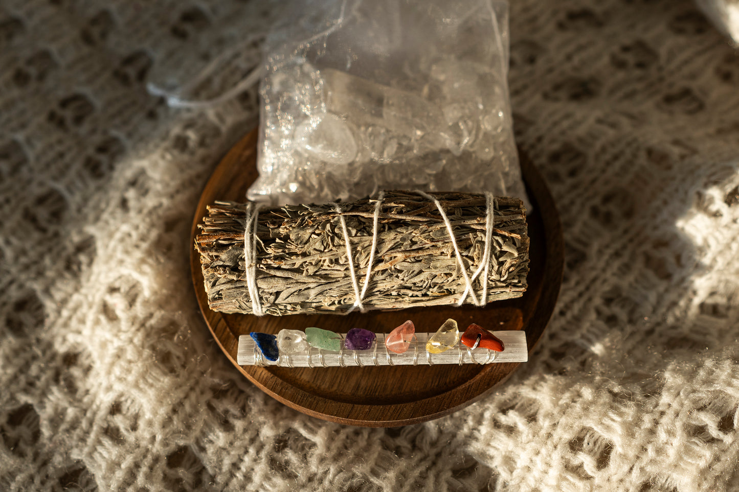 Sage & Rock Crystal (for discharging and recharging)